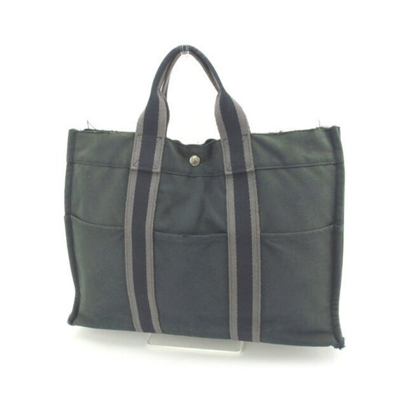 Hermes Tote bag Fourre Tout Black Grey Woman Authentic Used Y4073 - Picture 1 of 6